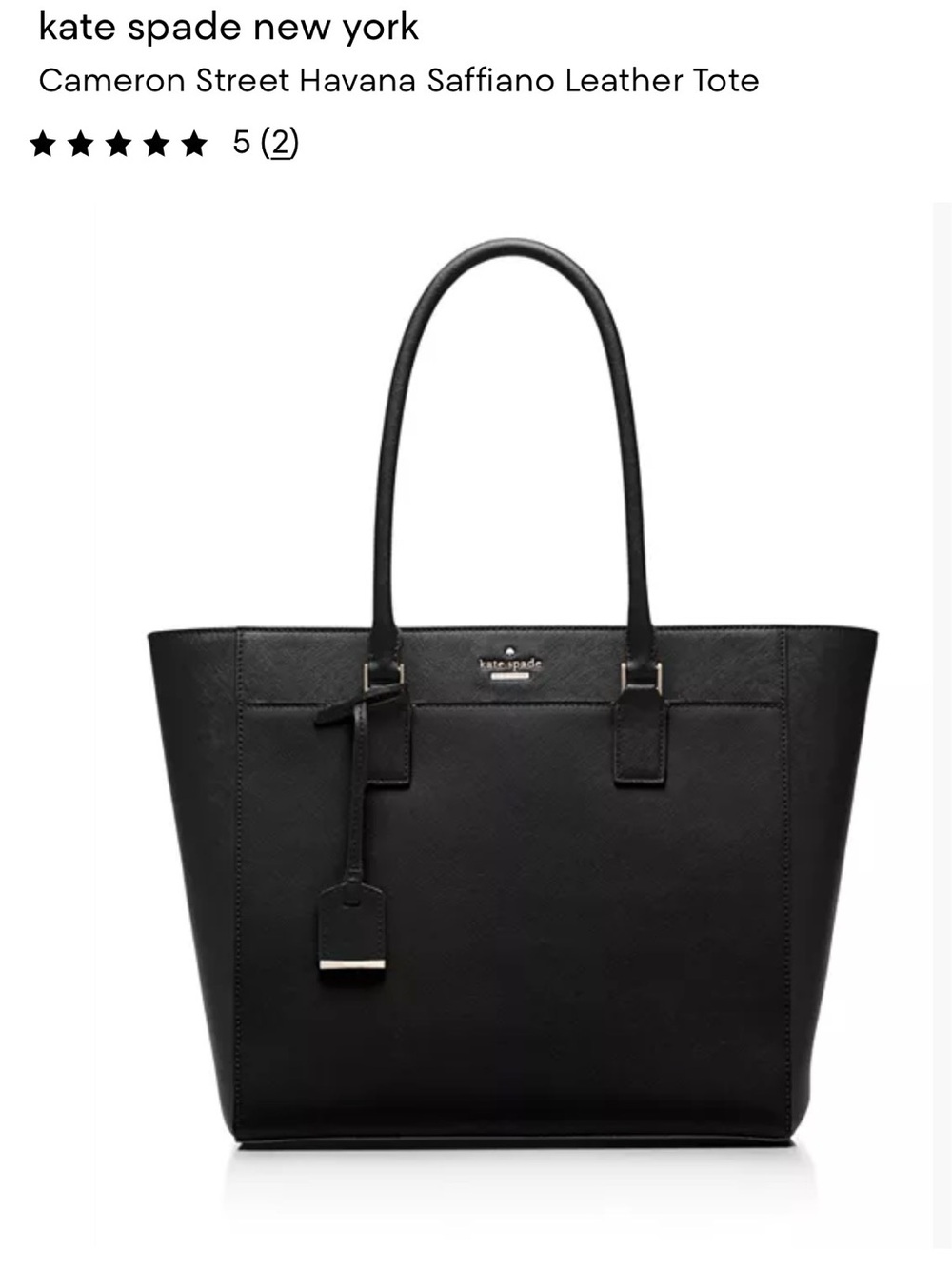 kate spade black leather tote